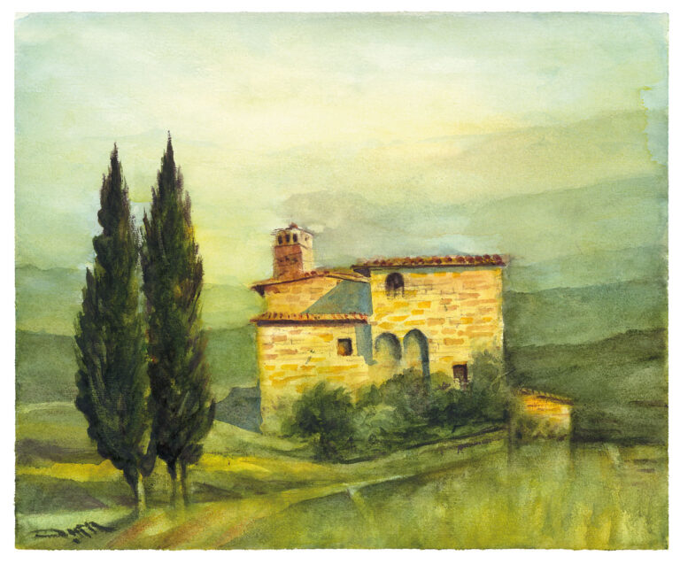Casolare Chianti: quadro acquerello casolare Chianti di Mamdoh Badran