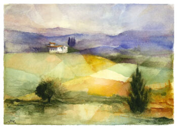 Colline San Gimignano #1 - Acquerelli - Mamdoh Badran