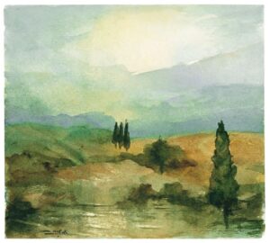 Paesaggio con cipressi