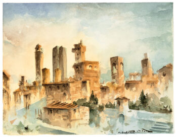 San Gimignano dal Bagolaro - Acquerelli - Mamdoh Badran