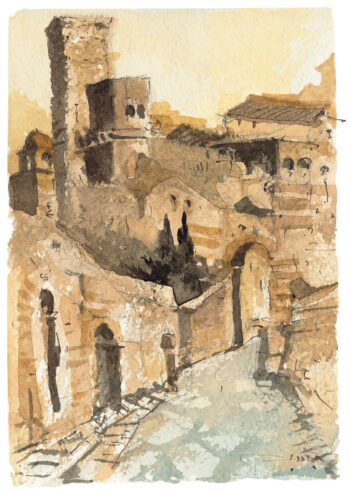 San Gimignano le vecchie mura - Acquerelli - Mamdoh Badran