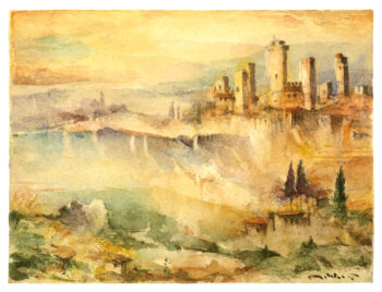 San Gimignano paesaggio - Acquerelli - Mamdoh Badran