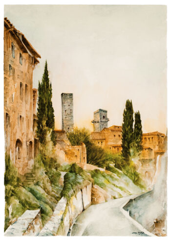 San Gimignano via Bonda - Acquerelli - Mamdoh Badran