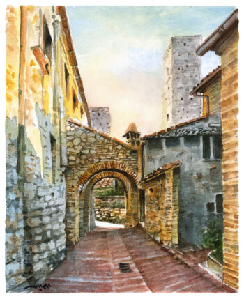 Via del Prunello San Gimignano #2 - Acquerelli - Mamdoh Badran