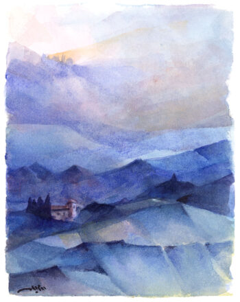 Lunar night - Watercolors - Mamdoh Badran