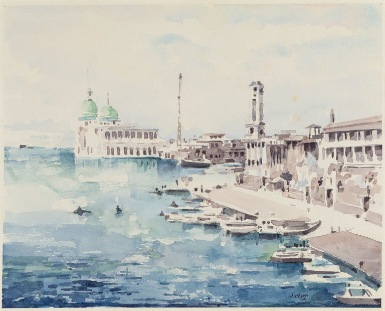 Port Said Canale di Suez: dipinto acquerello di Mamdoh Badran